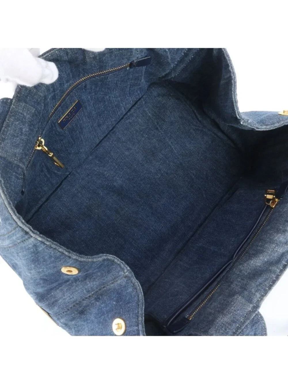 Prada Canapa Denim Blue Tote Shoulder Hand